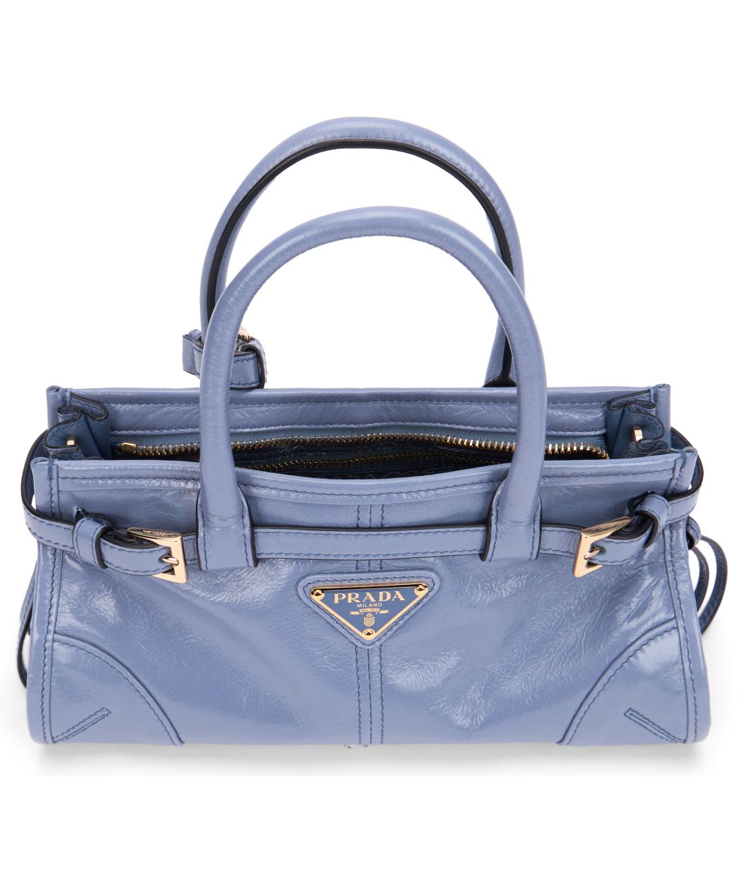 PRADA Голубая кожаная сумка тоут, фото 5