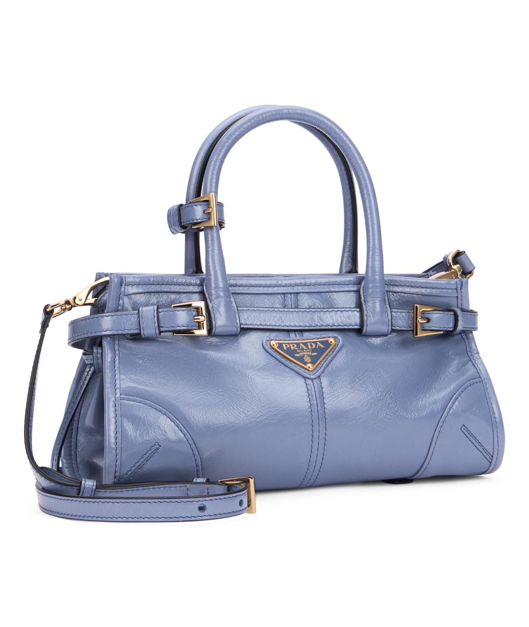 PRADA Голубая кожаная сумка тоут, фото 3