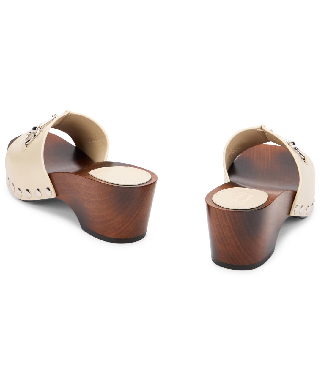 GUCCI Белые кожаные сандалии, фото 4