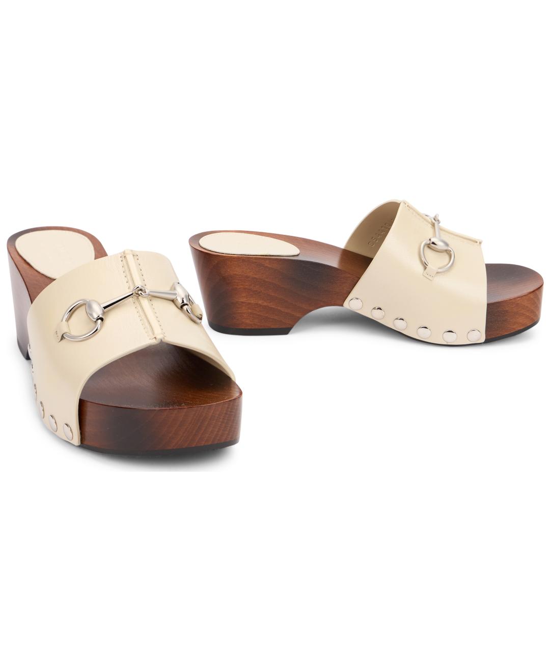 GUCCI Белые кожаные сандалии, фото 3