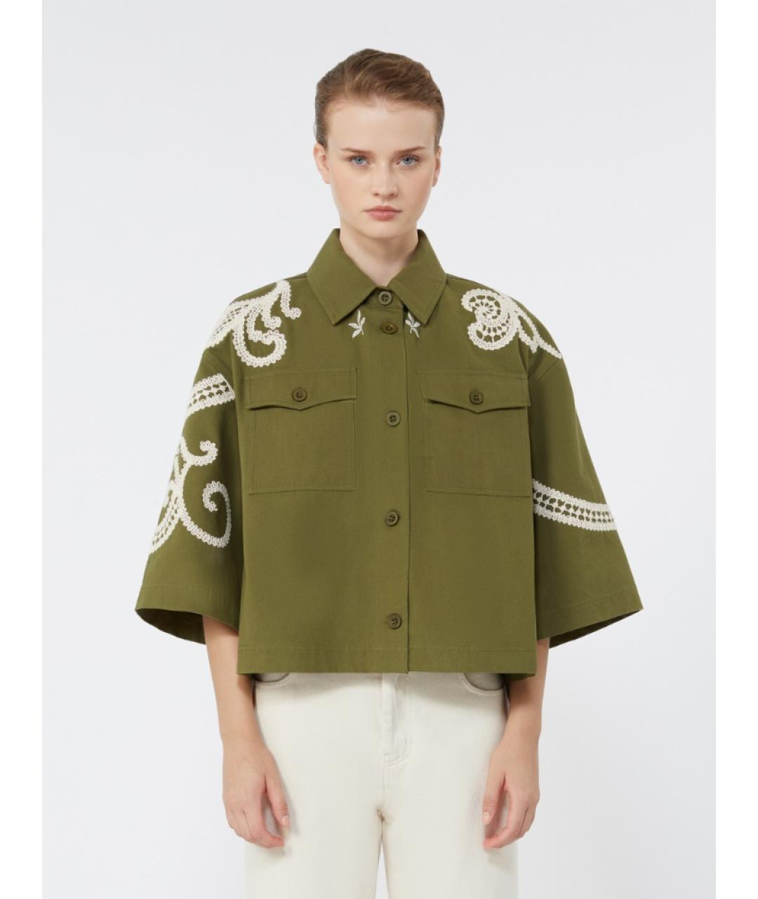 WEEKEND MAX MARA Зеленая хлопковая рубашка, фото 3