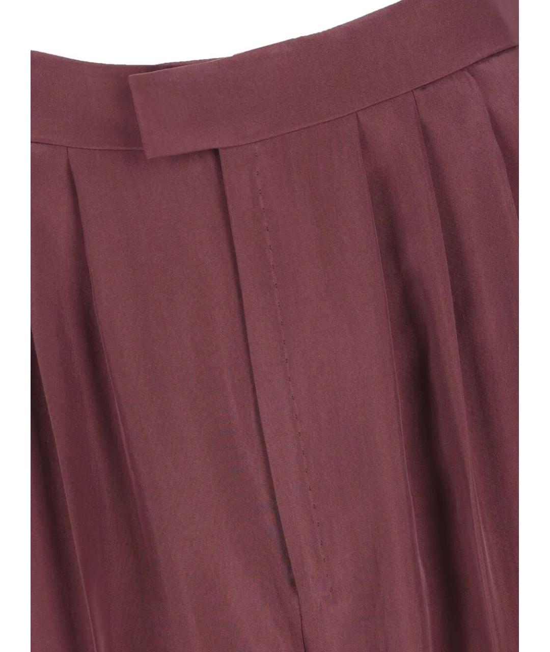 SAINT LAURENT Бордовые шелковые прямые брюки, фото 4