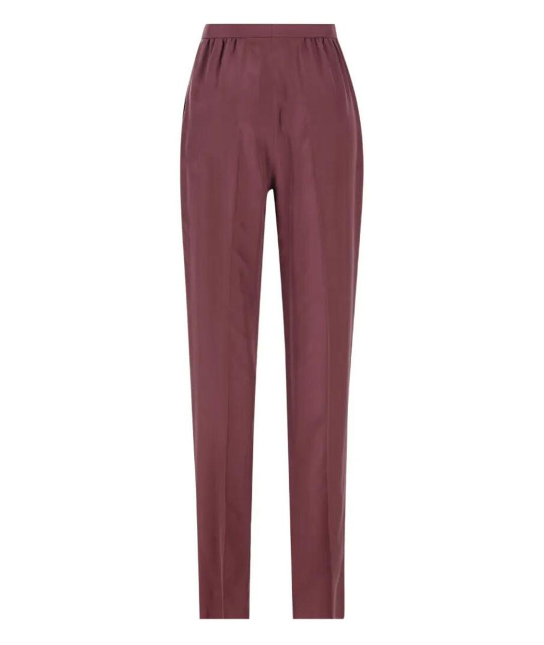SAINT LAURENT Бордовые шелковые прямые брюки, фото 2