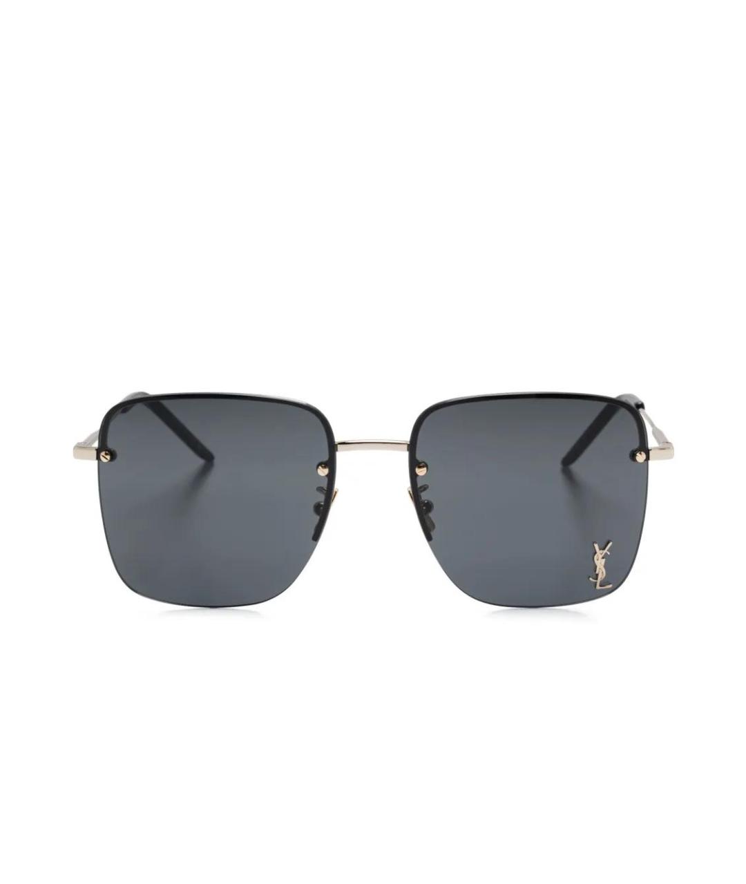 SAINT LAURENT Золотые металлические солнцезащитные очки, фото 1