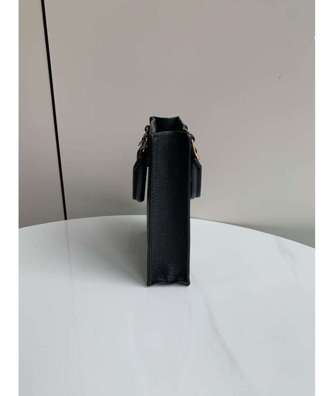 LOUIS VUITTON Черная кожаная сумка с короткими ручками, фото 3