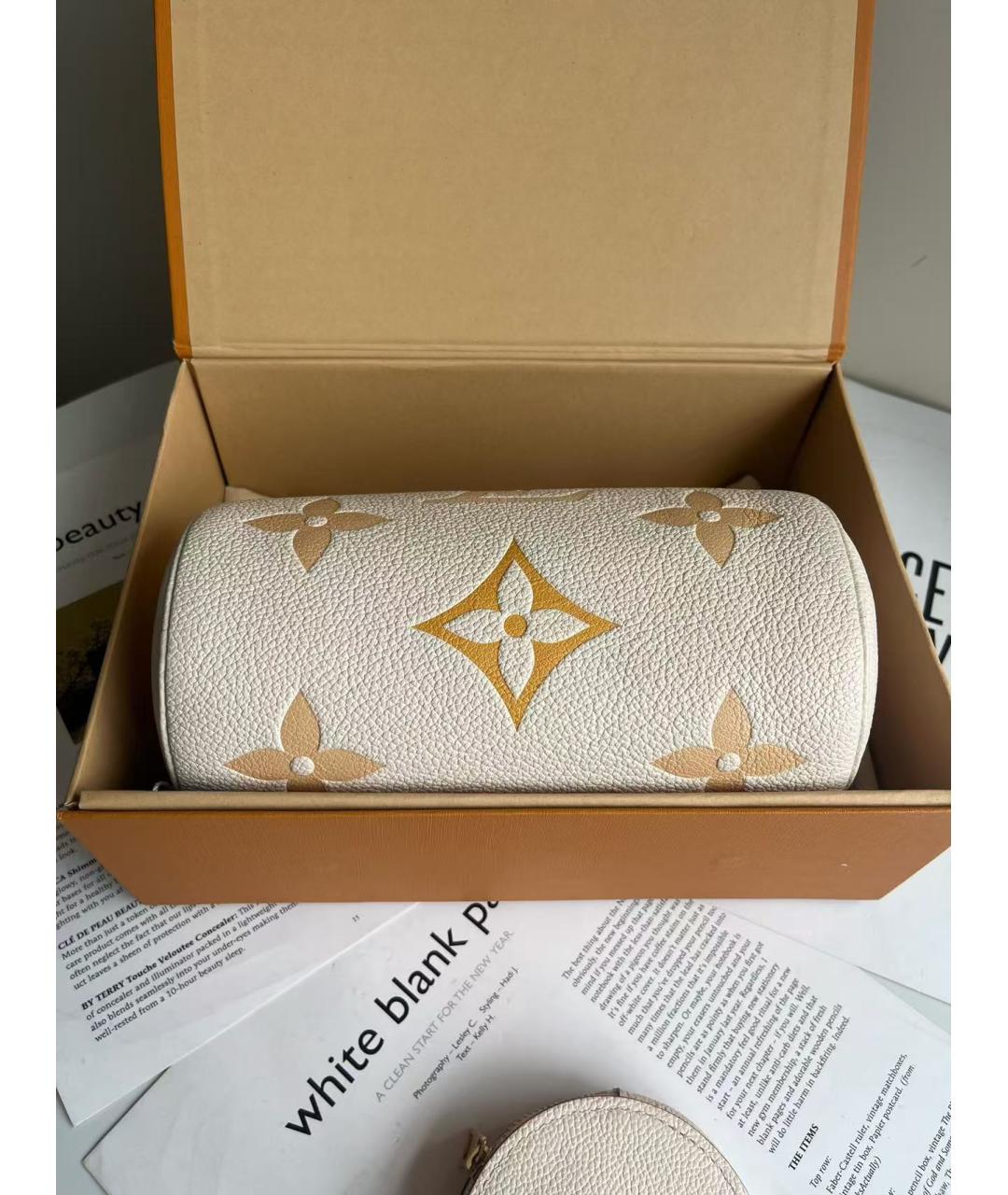 LOUIS VUITTON Белая кожаная сумка с короткими ручками, фото 5