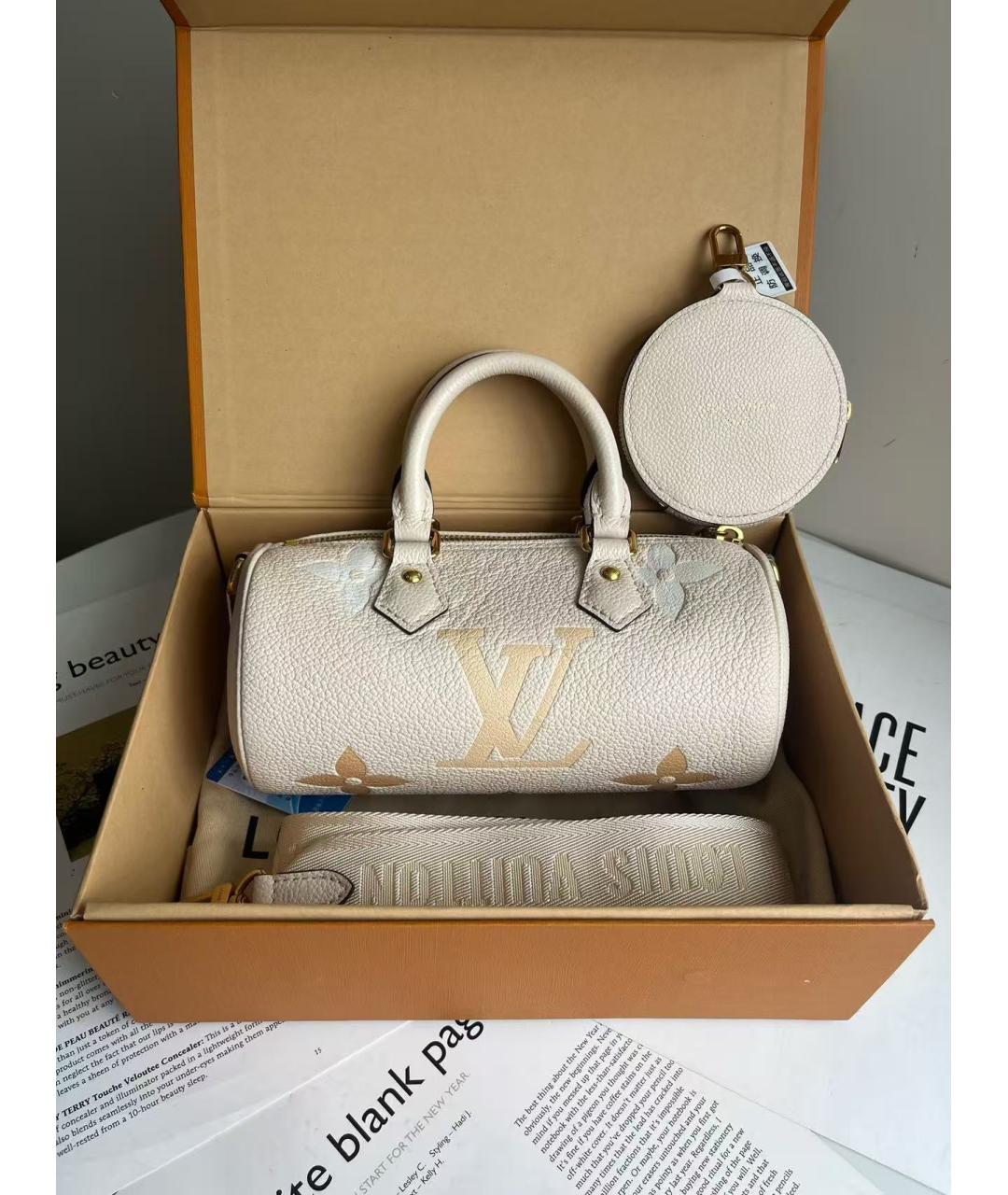 LOUIS VUITTON Белая кожаная сумка с короткими ручками, фото 2