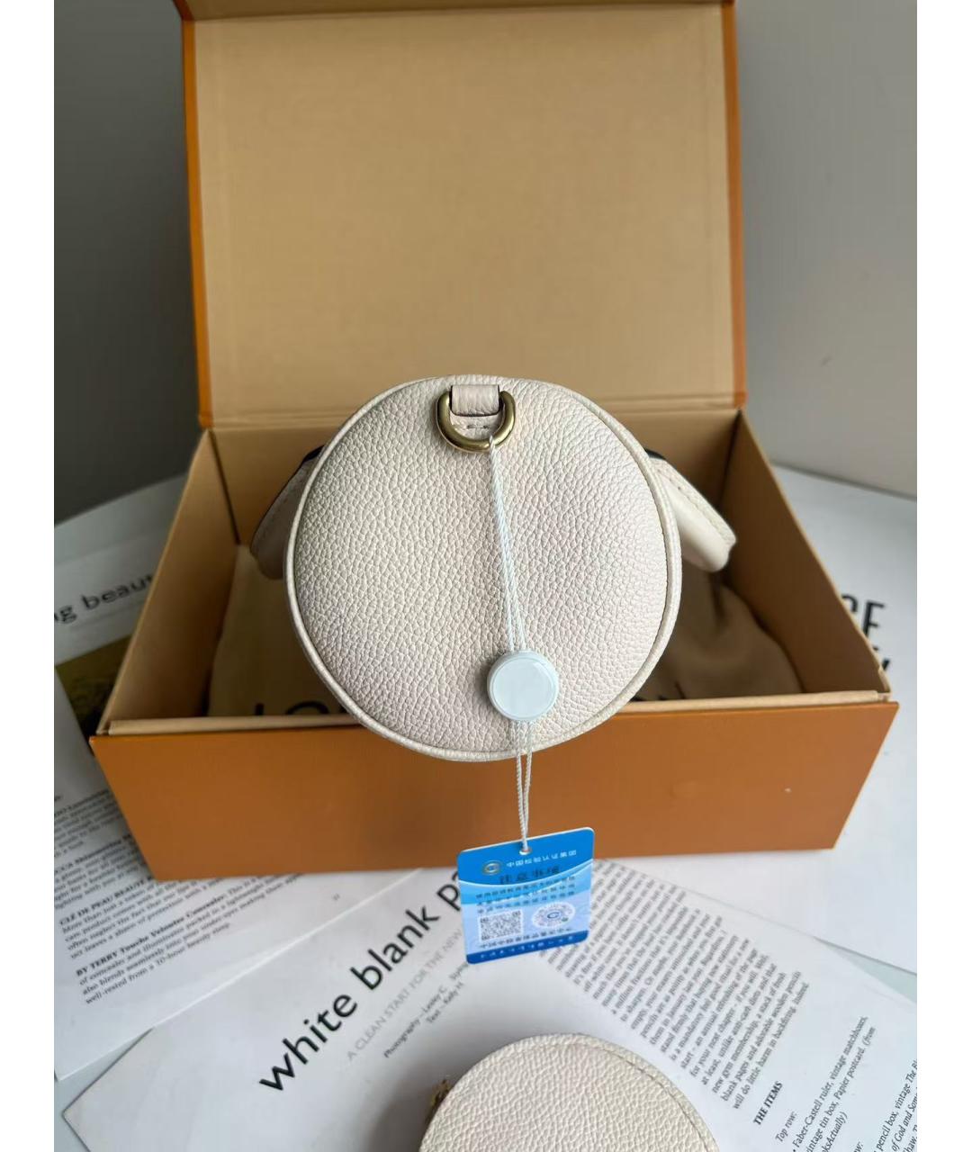 LOUIS VUITTON Белая кожаная сумка с короткими ручками, фото 4