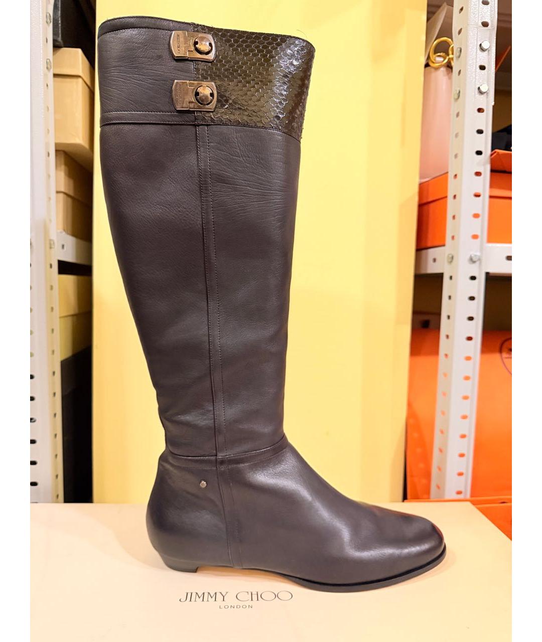 JIMMY CHOO Черные кожаные сапоги, фото 8