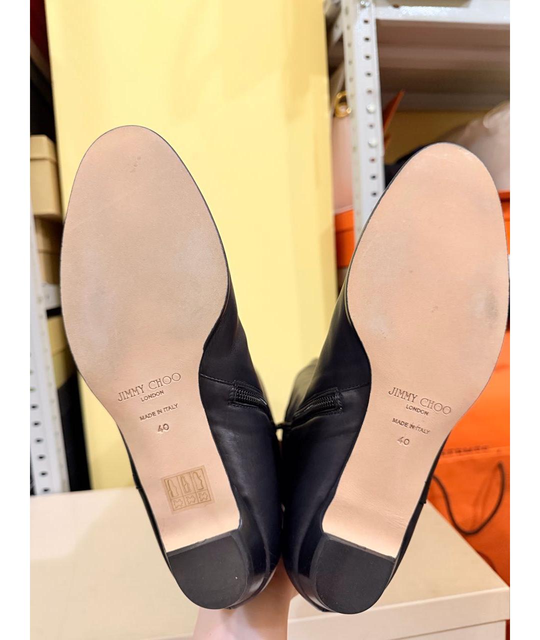 JIMMY CHOO Черные кожаные сапоги, фото 5
