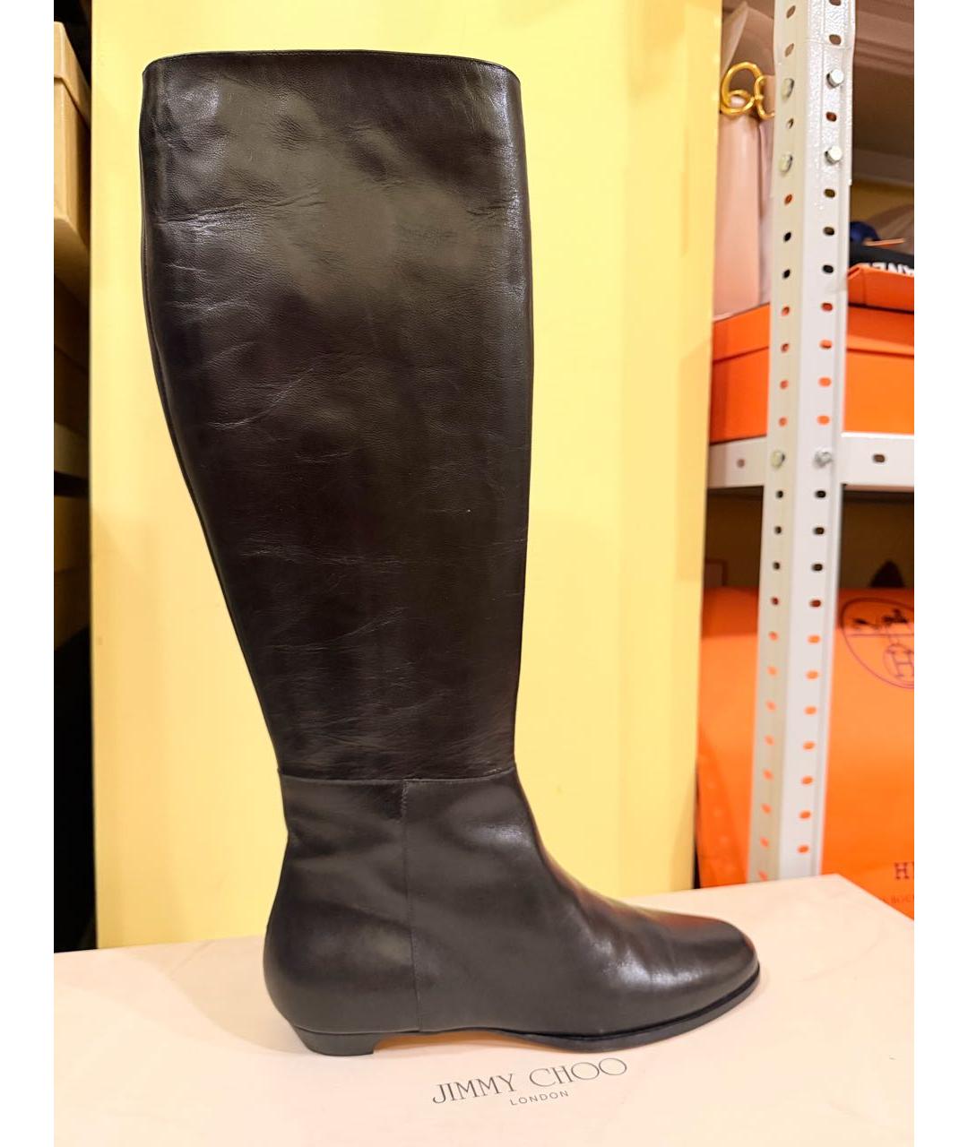 JIMMY CHOO Черные кожаные сапоги, фото 7