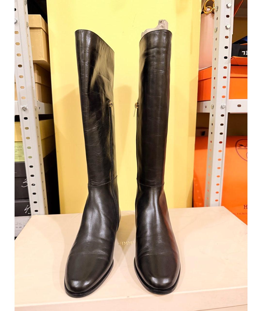 JIMMY CHOO Черные кожаные сапоги, фото 2