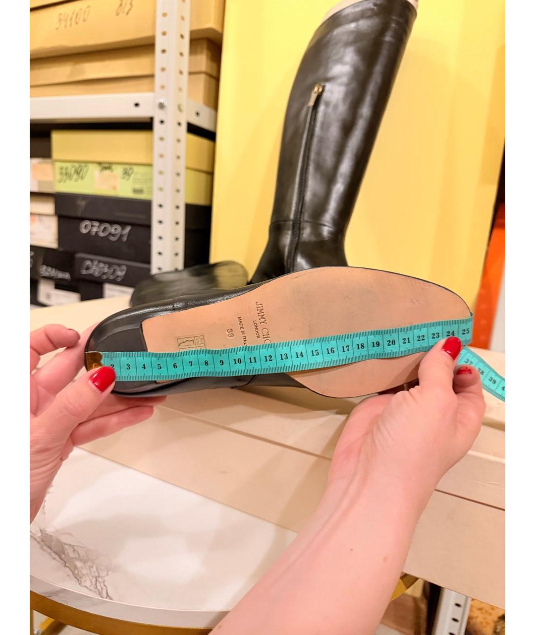 JIMMY CHOO Черные кожаные сапоги, фото 6