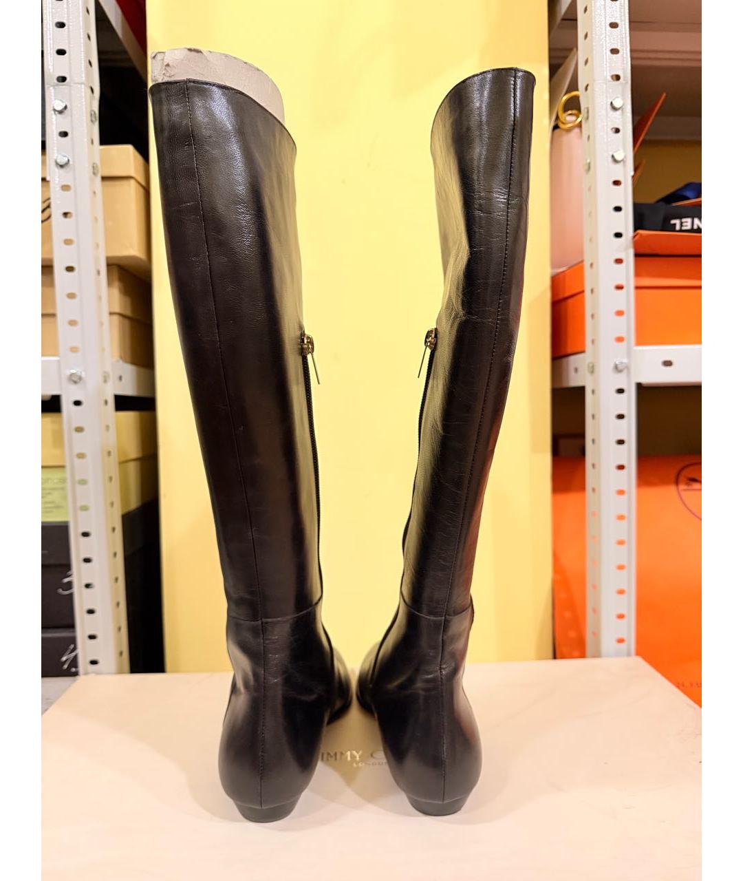 JIMMY CHOO Черные кожаные сапоги, фото 3