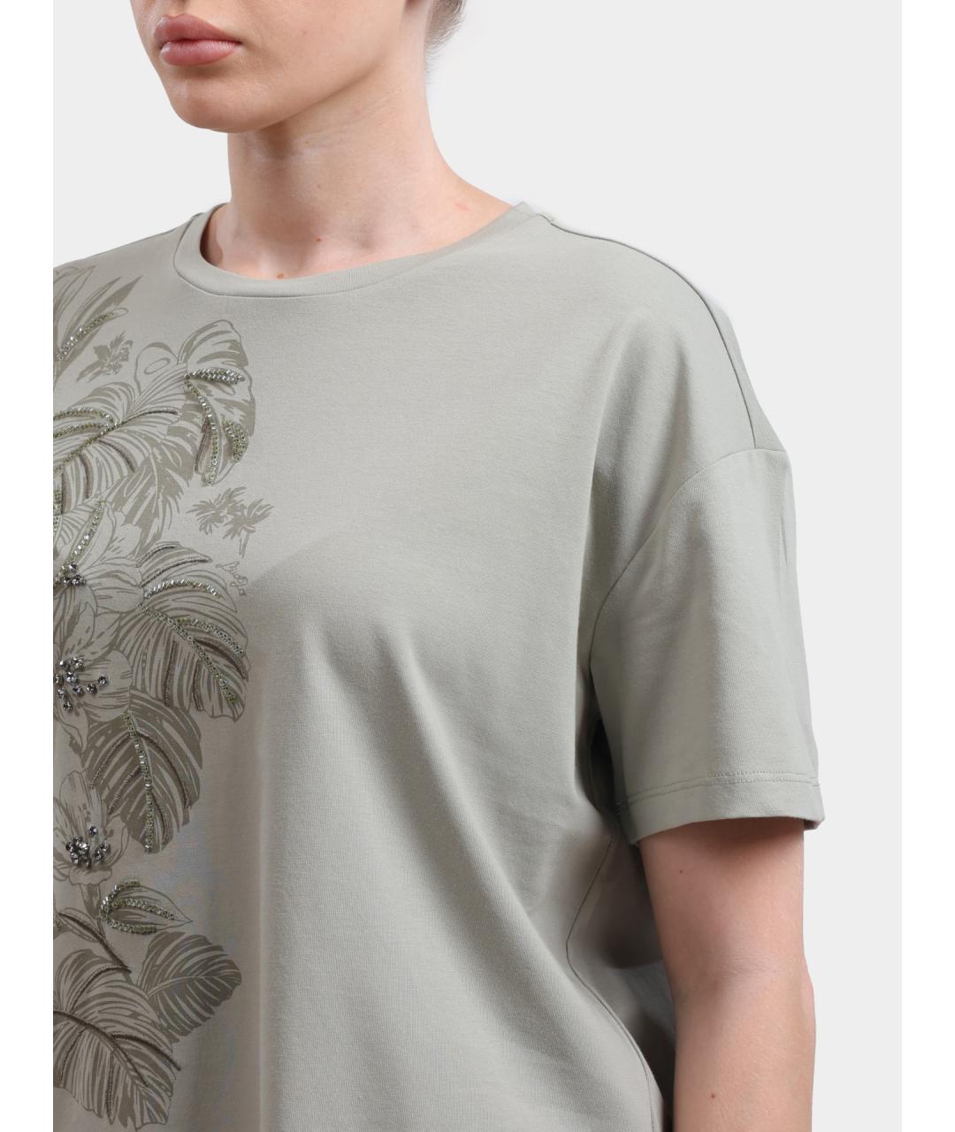 LIU JO Зеленая хлопковая футболка, фото 4