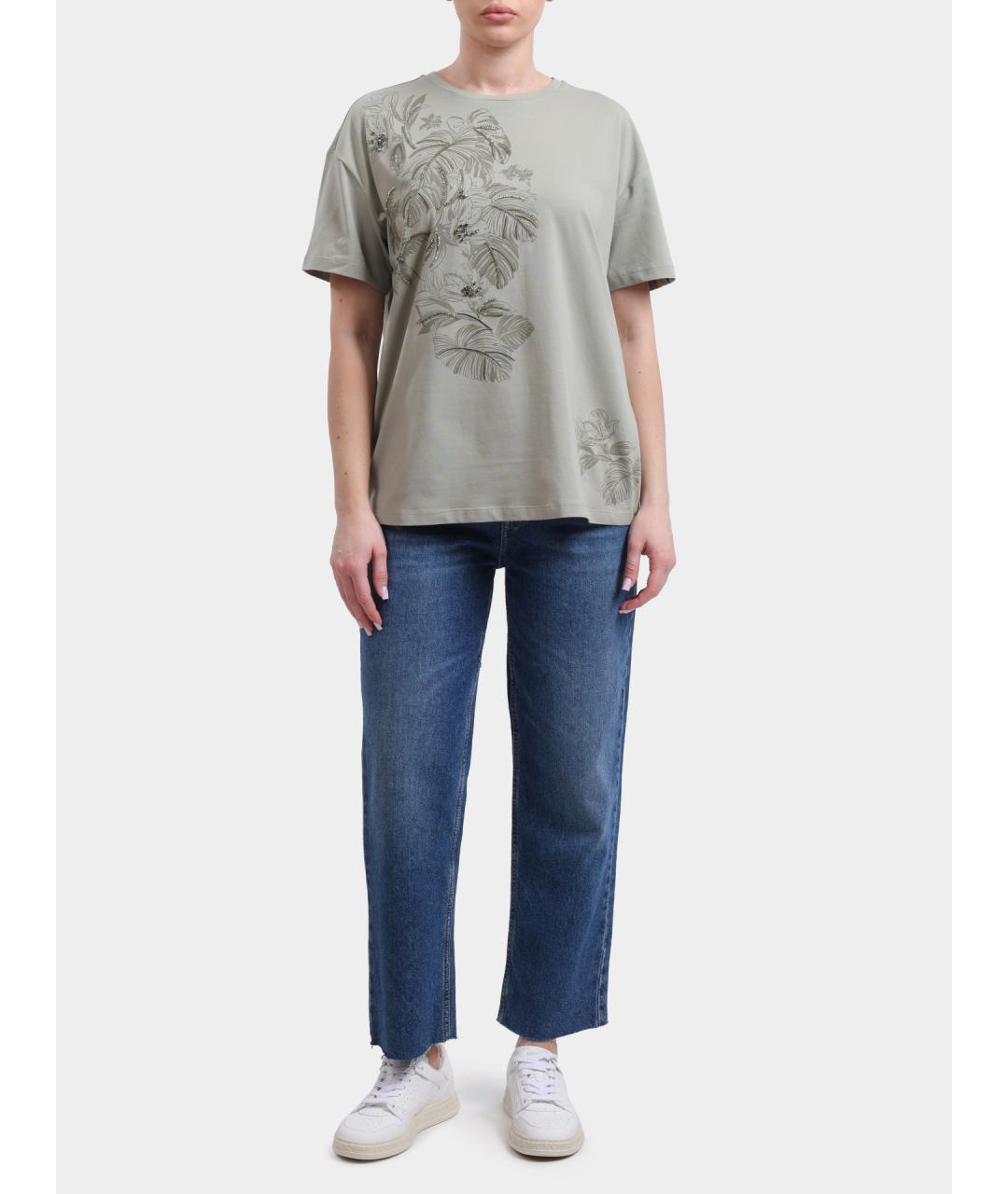 LIU JO Зеленая хлопковая футболка, фото 2