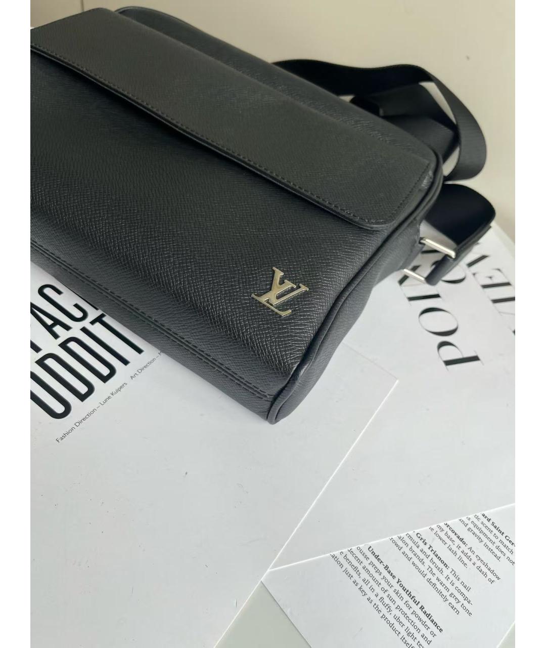 LOUIS VUITTON Черная кожаная сумка через плечо, фото 5