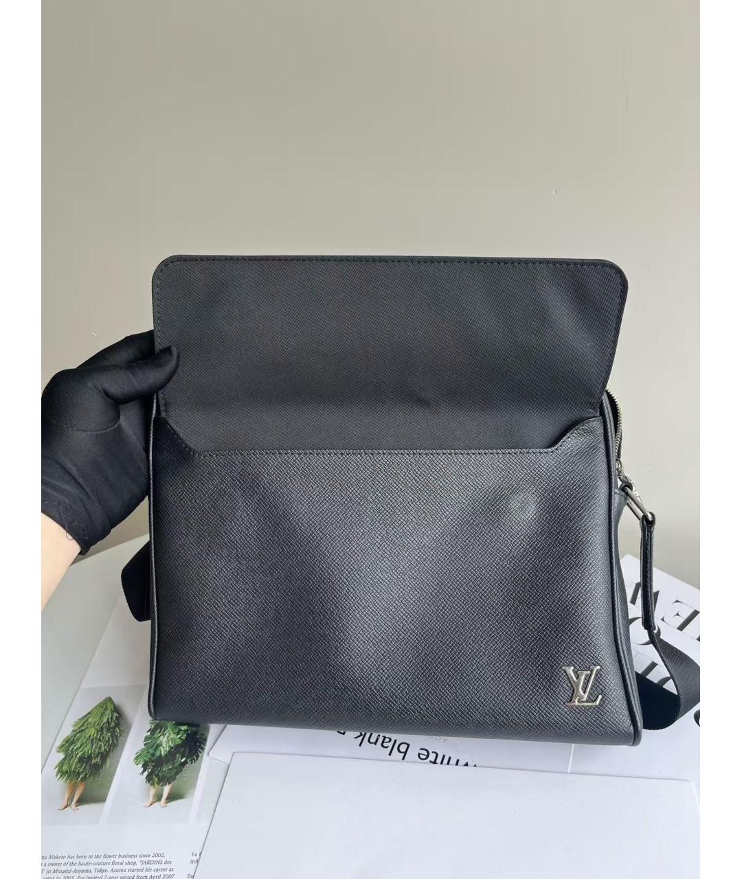 LOUIS VUITTON Черная кожаная сумка через плечо, фото 7