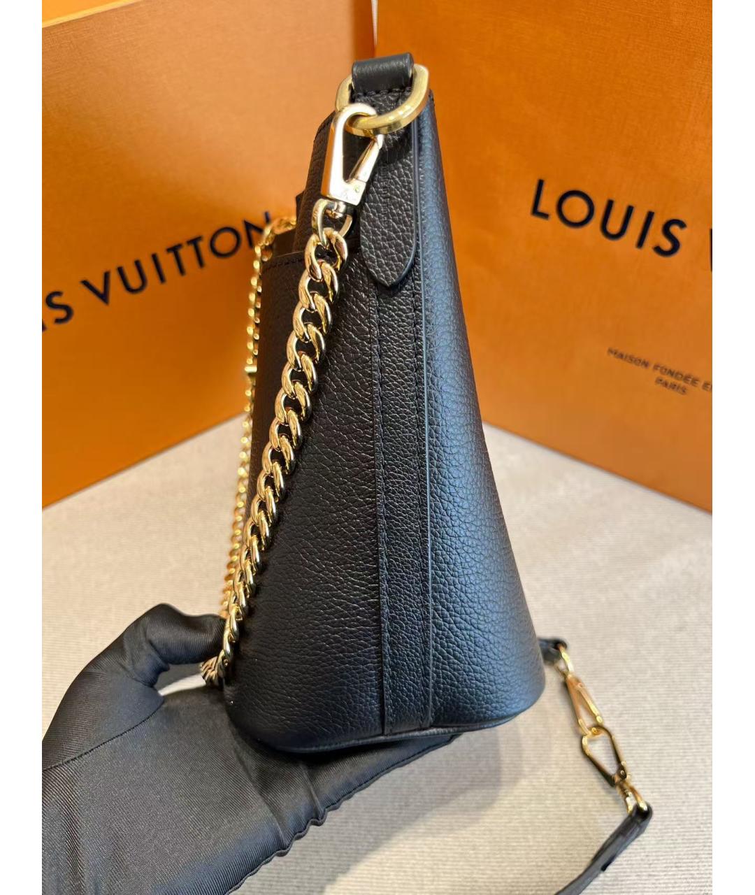 LOUIS VUITTON Черная кожаная сумка через плечо, фото 4