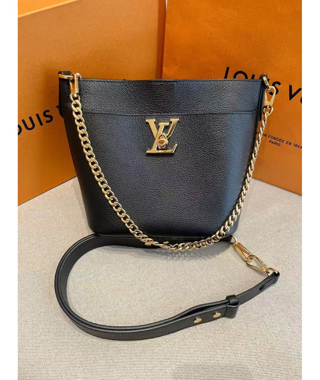 LOUIS VUITTON Черная кожаная сумка через плечо, фото 5