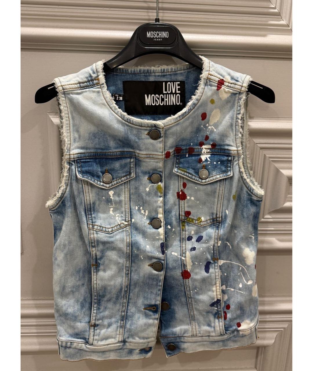 LOVE MOSCHINO Голубой деним жилет, фото 3