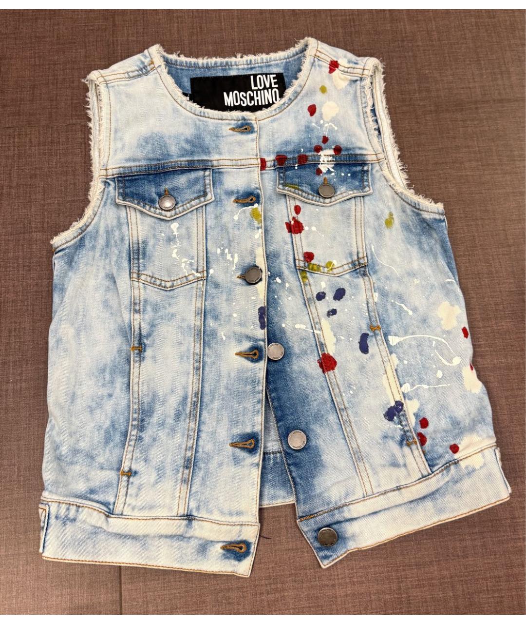 LOVE MOSCHINO Голубой деним жилет, фото 9
