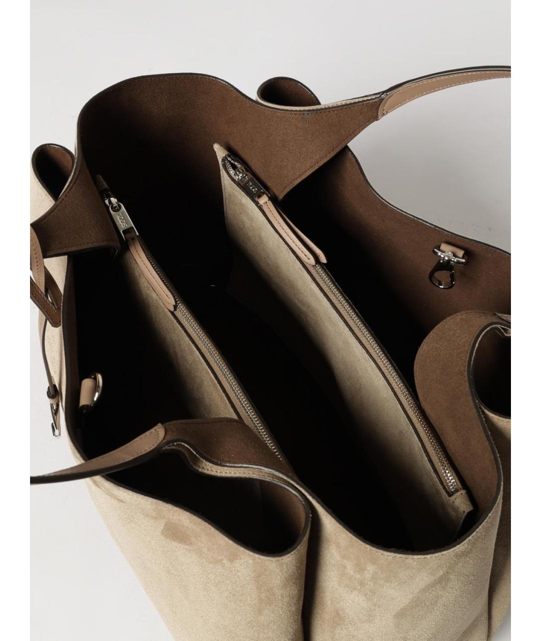 TOD'S Бежевая замшевая сумка тоут, фото 5