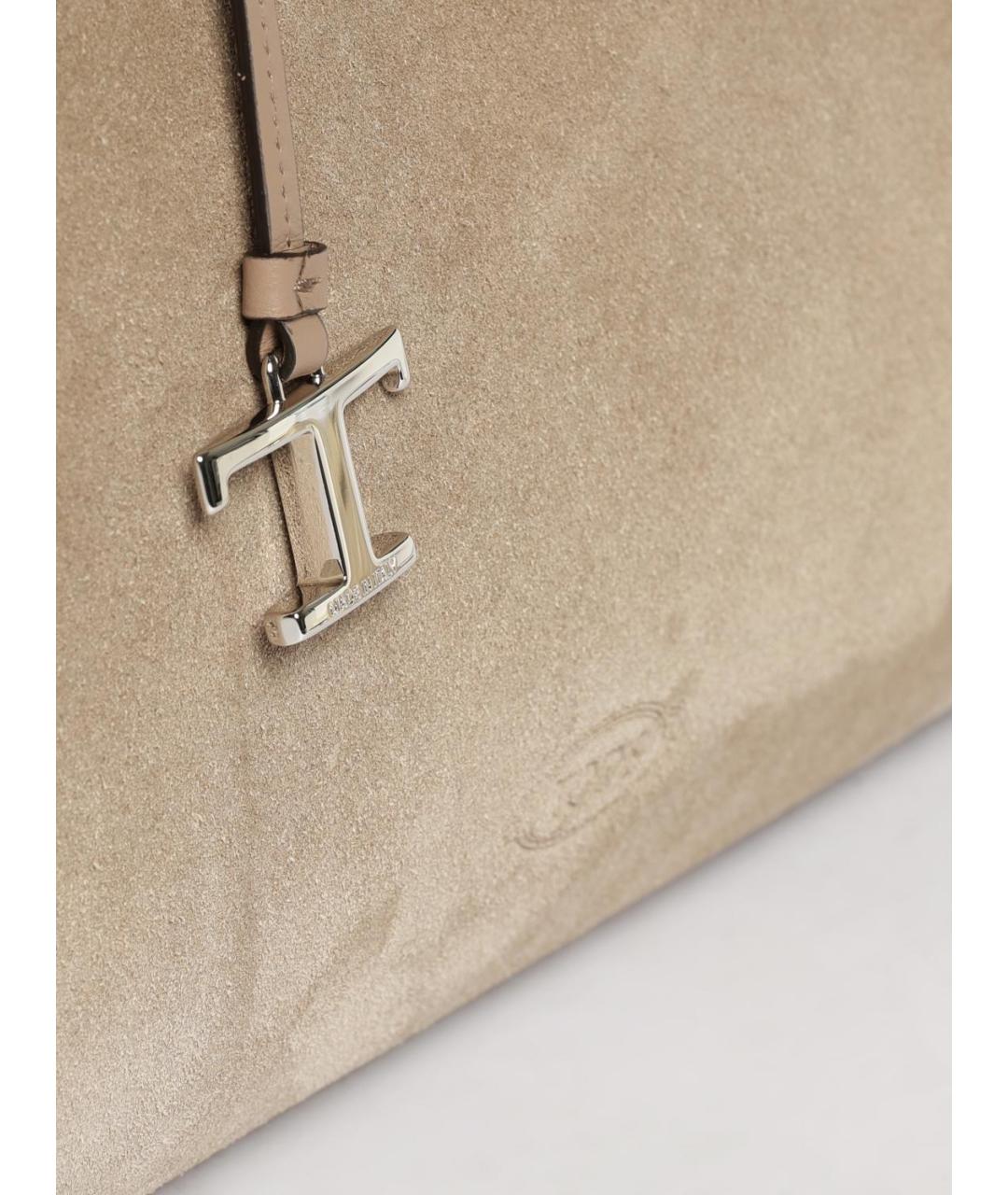 TOD'S Бежевая замшевая сумка тоут, фото 4