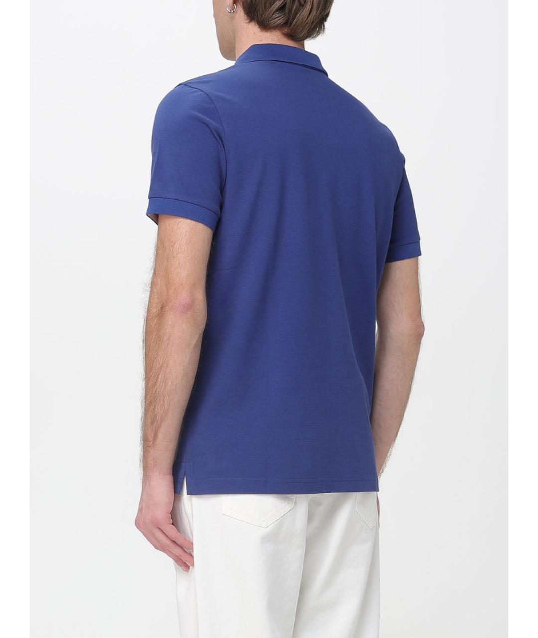 FAY Синее хлопковое поло с коротким рукавом, фото 2