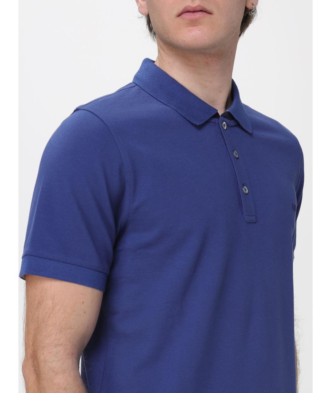FAY Синее хлопковое поло с коротким рукавом, фото 3