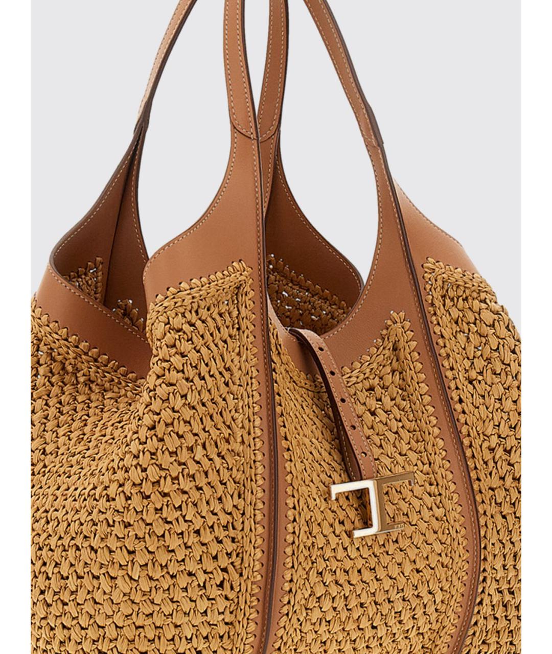 TOD'S Бежевая пелетеная сумка тоут, фото 4