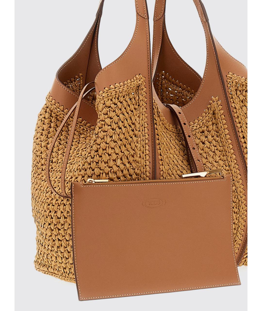 TOD'S Бежевая пелетеная сумка тоут, фото 3