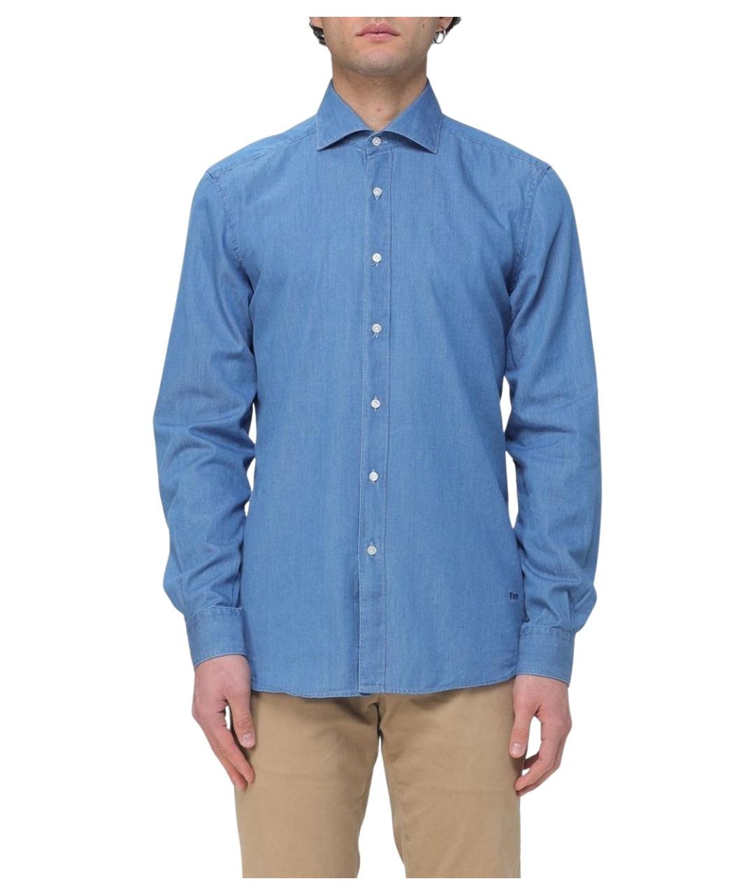 FAY Синяя хлопковая кэжуал рубашка, фото 1