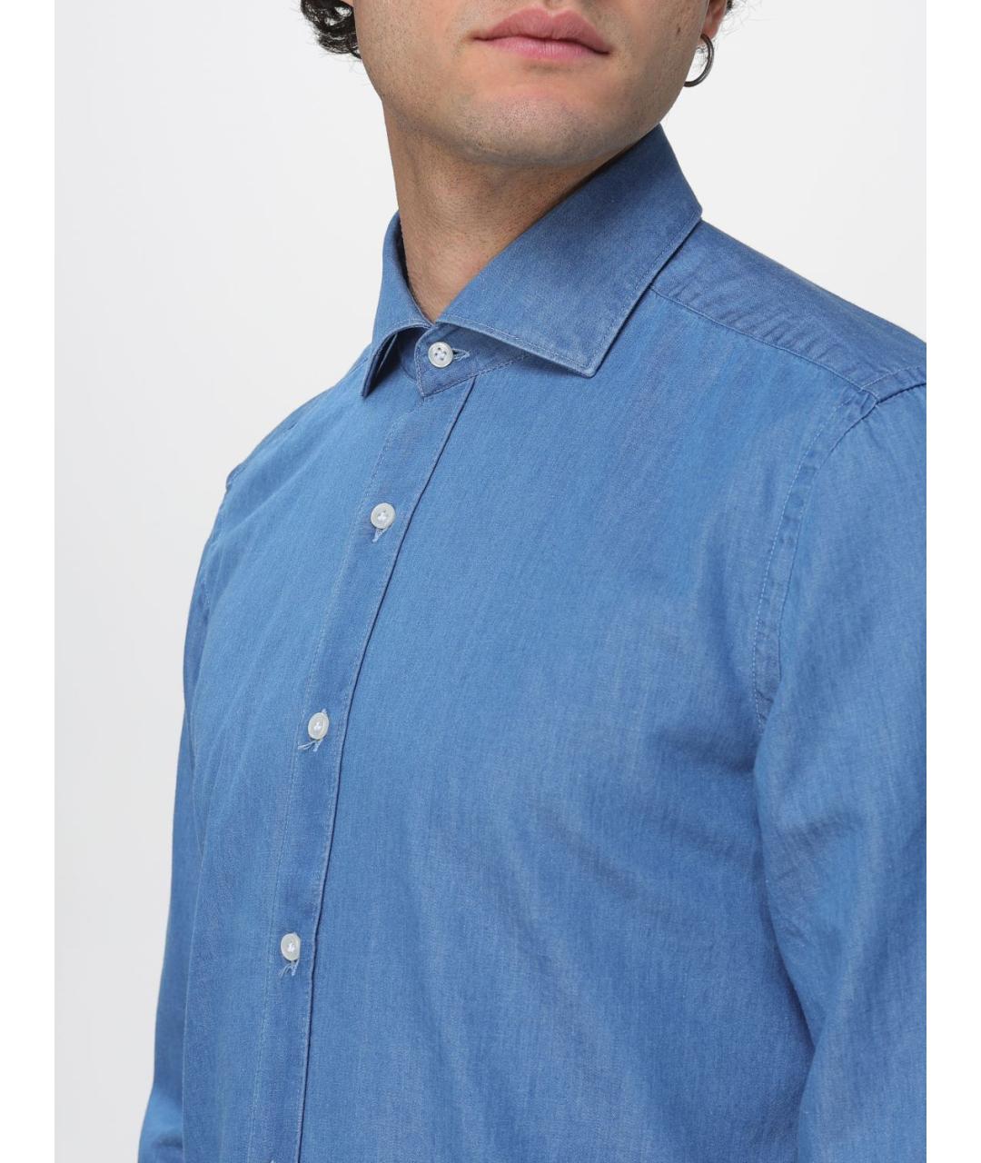 FAY Синяя хлопковая кэжуал рубашка, фото 3