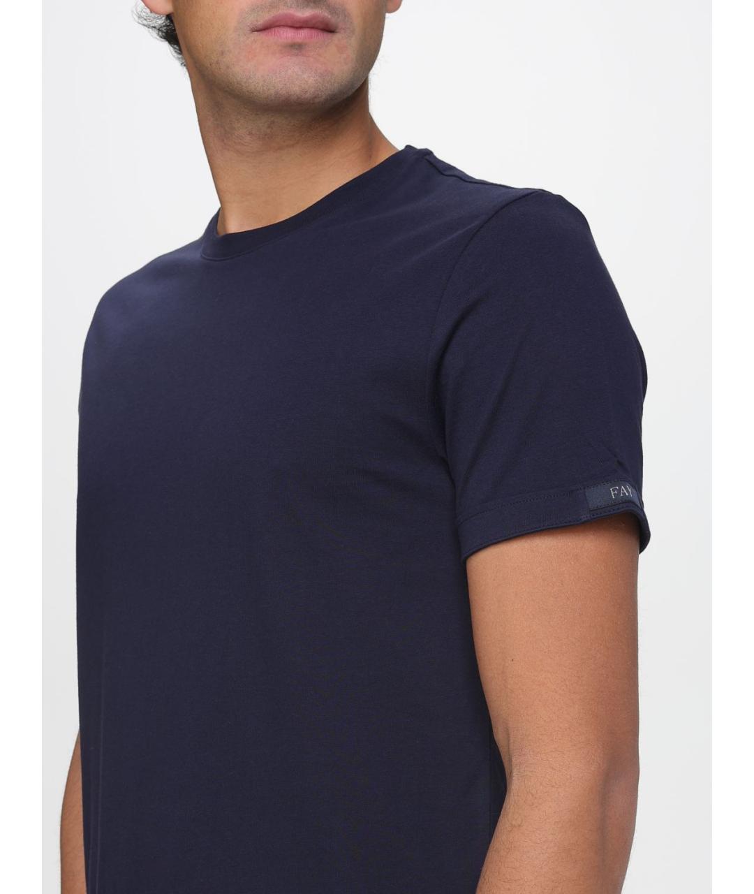 FAY Темно-синяя хлопковая футболка, фото 3