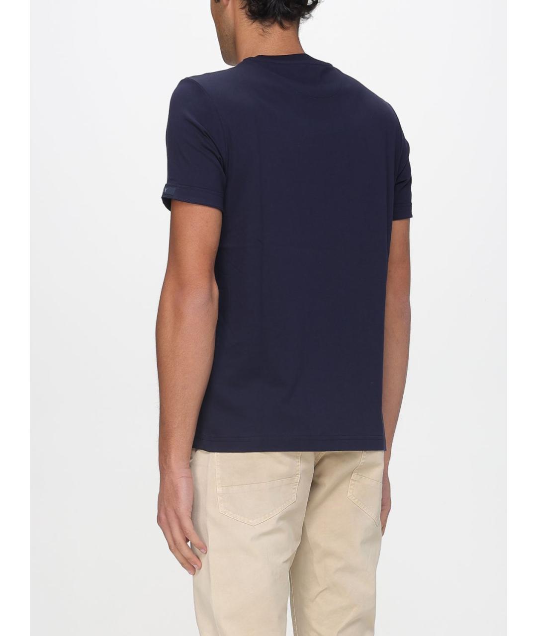 FAY Темно-синяя хлопковая футболка, фото 2