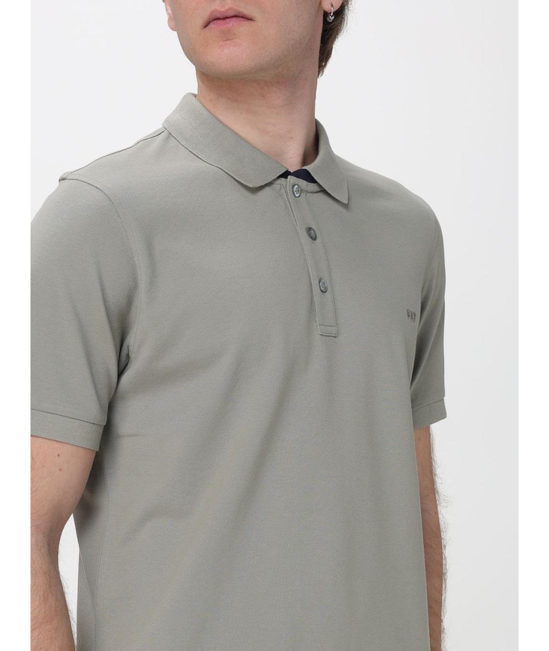 FAY Серое хлопковое поло с коротким рукавом, фото 3