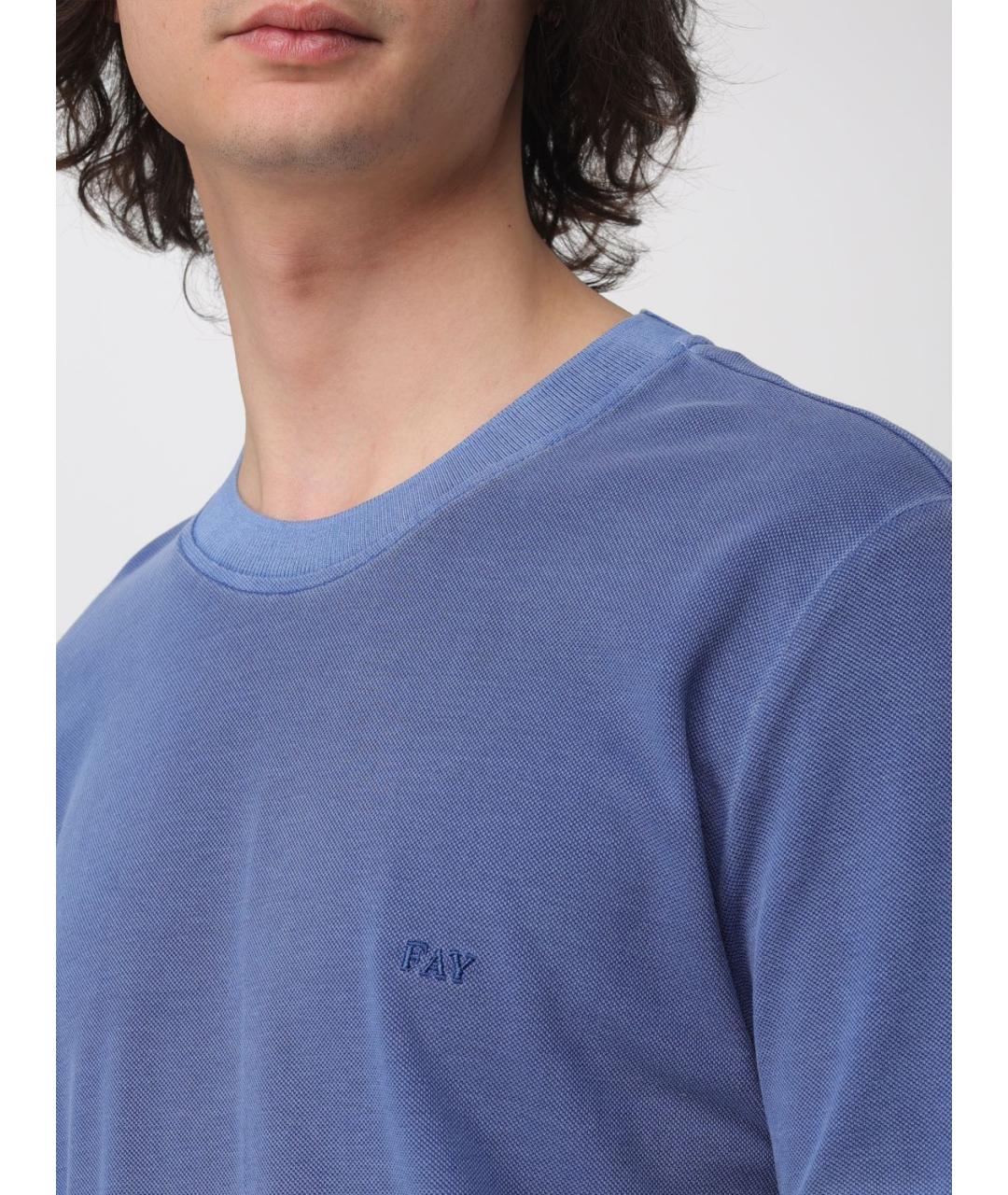 FAY Синяя хлопковая футболка, фото 3