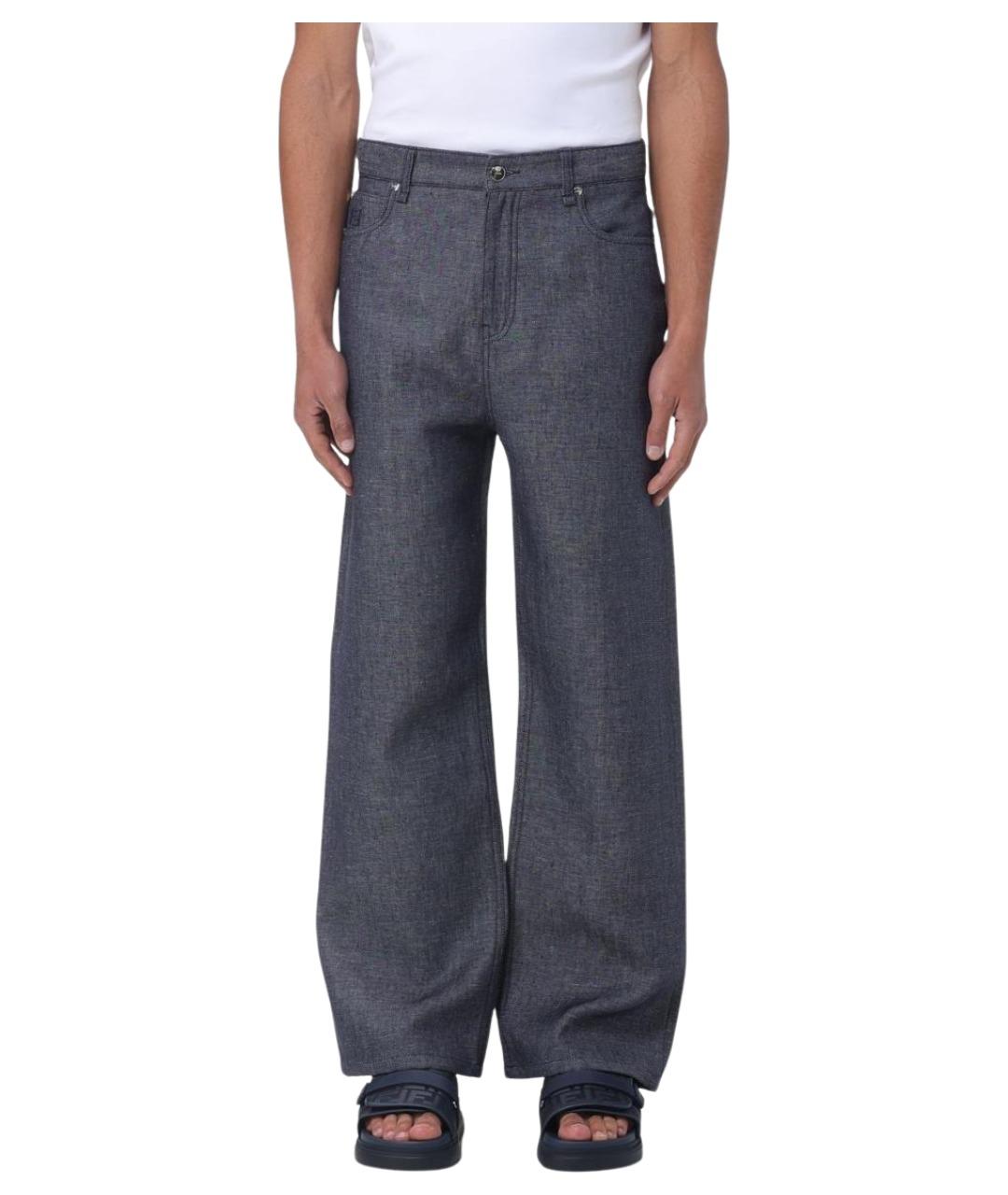 FENDI Синие хлопковые прямые джинсы, фото 1