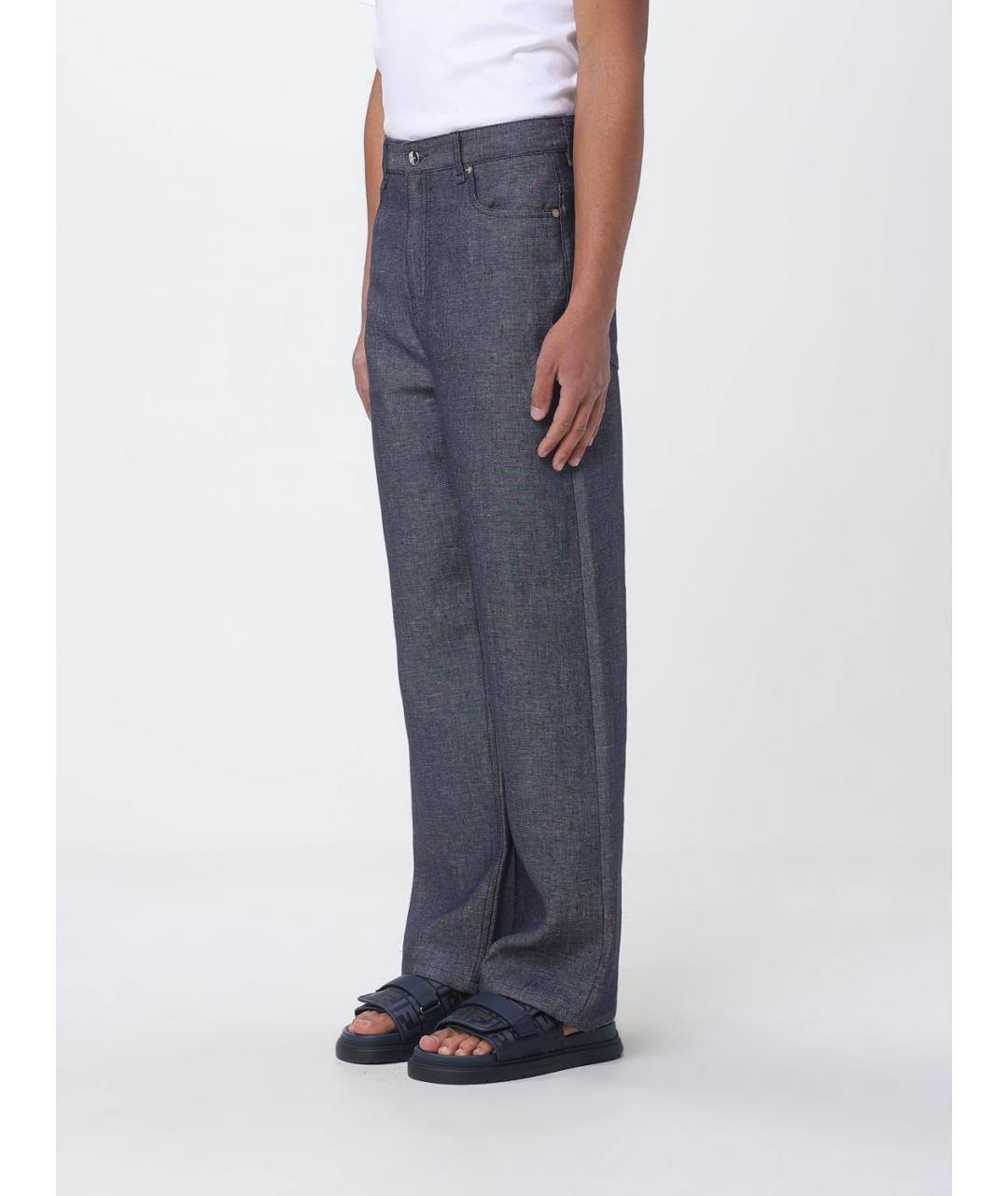 FENDI Синие хлопковые прямые джинсы, фото 4