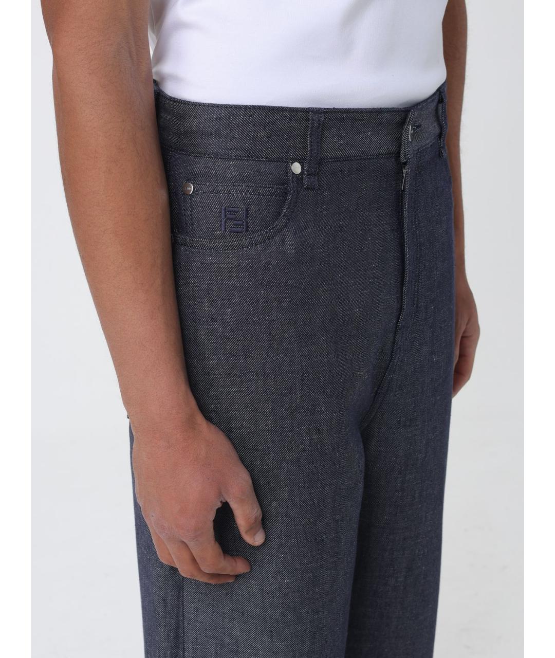 FENDI Синие хлопковые прямые джинсы, фото 5
