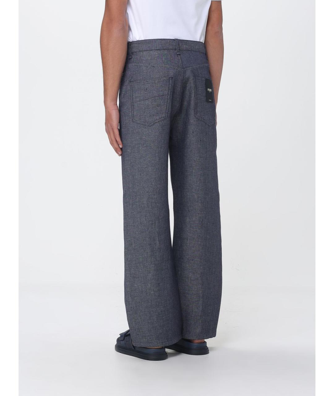 FENDI Синие хлопковые прямые джинсы, фото 3