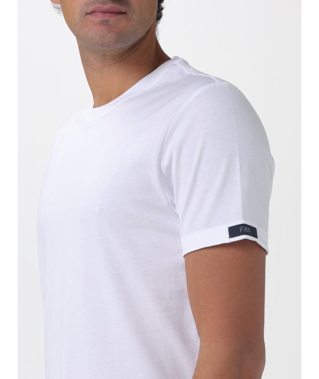 FAY Белая хлопковая футболка, фото 3