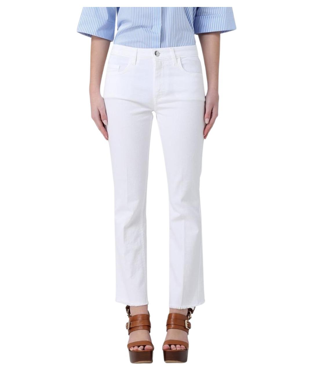 FAY Белые хлопко-эластановые прямые джинсы, фото 1