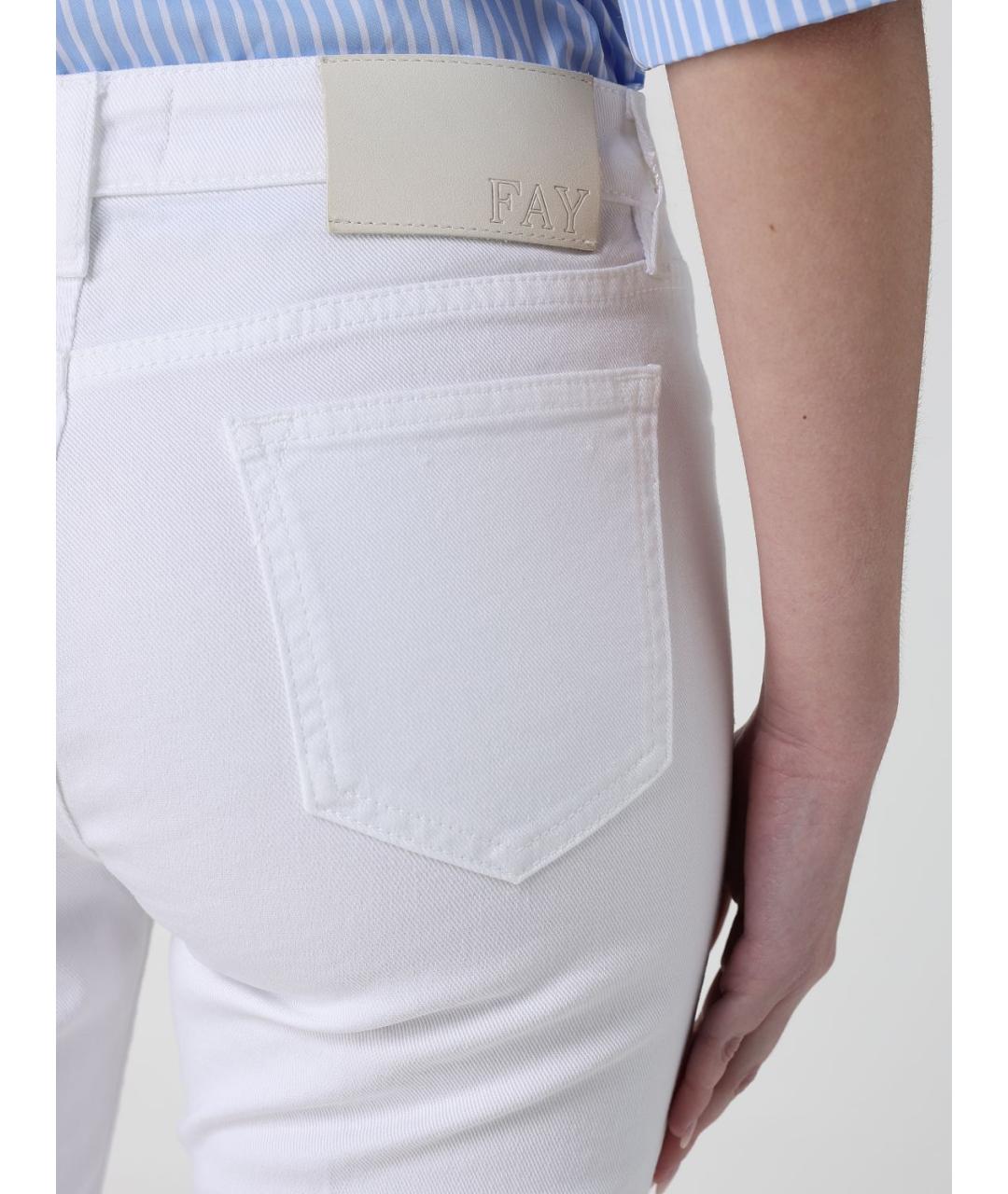 FAY Белые хлопко-эластановые прямые джинсы, фото 3