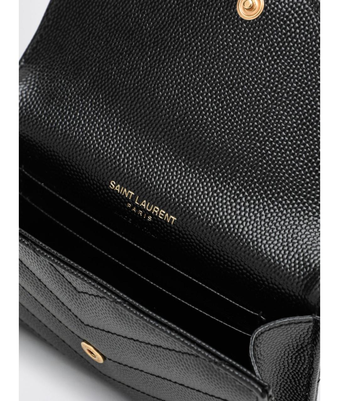 SAINT LAURENT Черный кожаный кошелек, фото 4