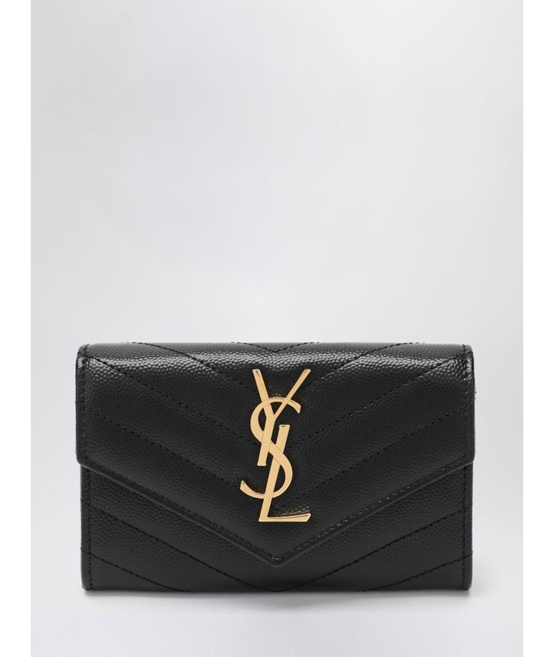 SAINT LAURENT Черный кожаный кошелек, фото 5