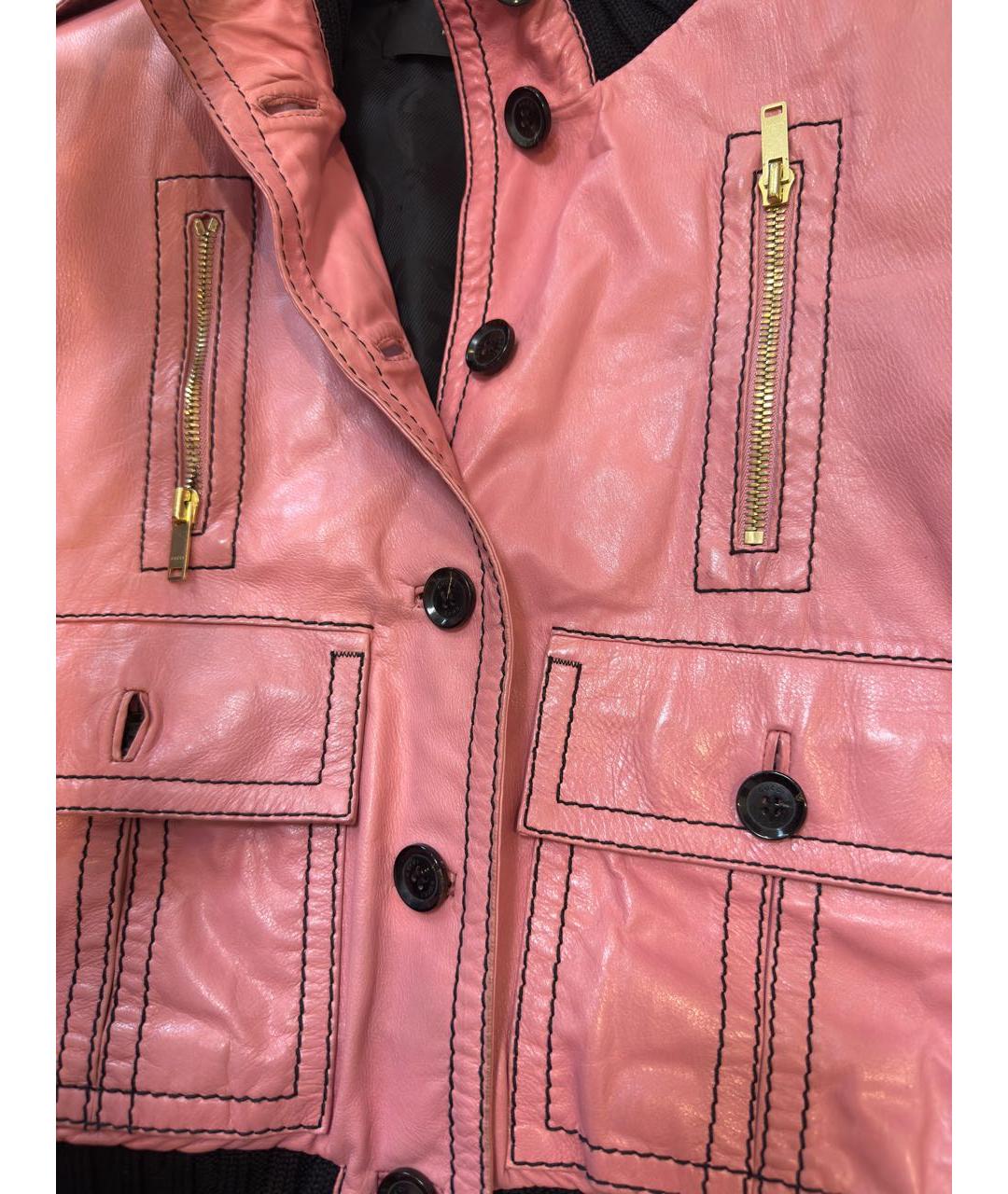 GUCCI Коралловая кожаная куртка, фото 4