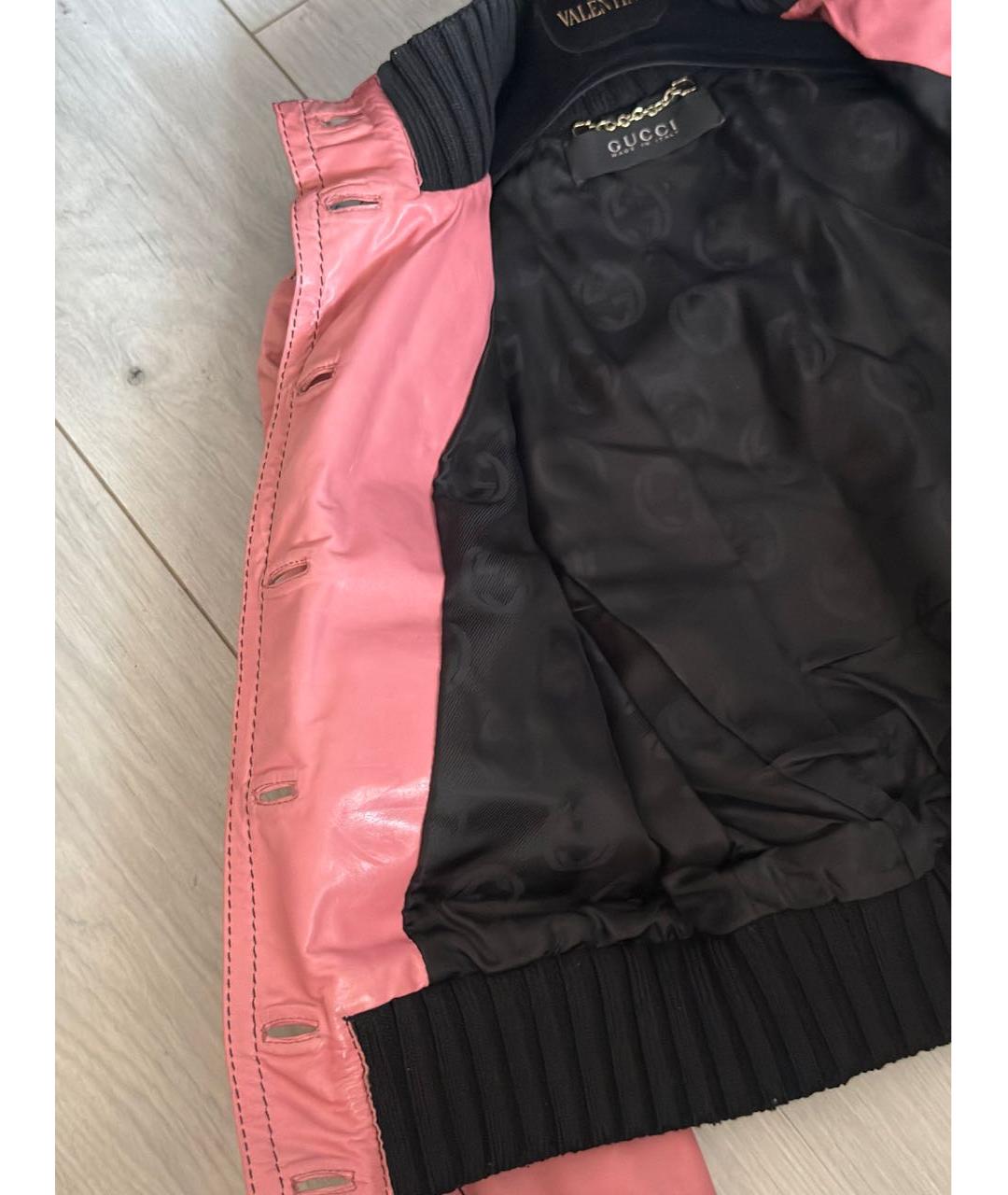 GUCCI Коралловая кожаная куртка, фото 6