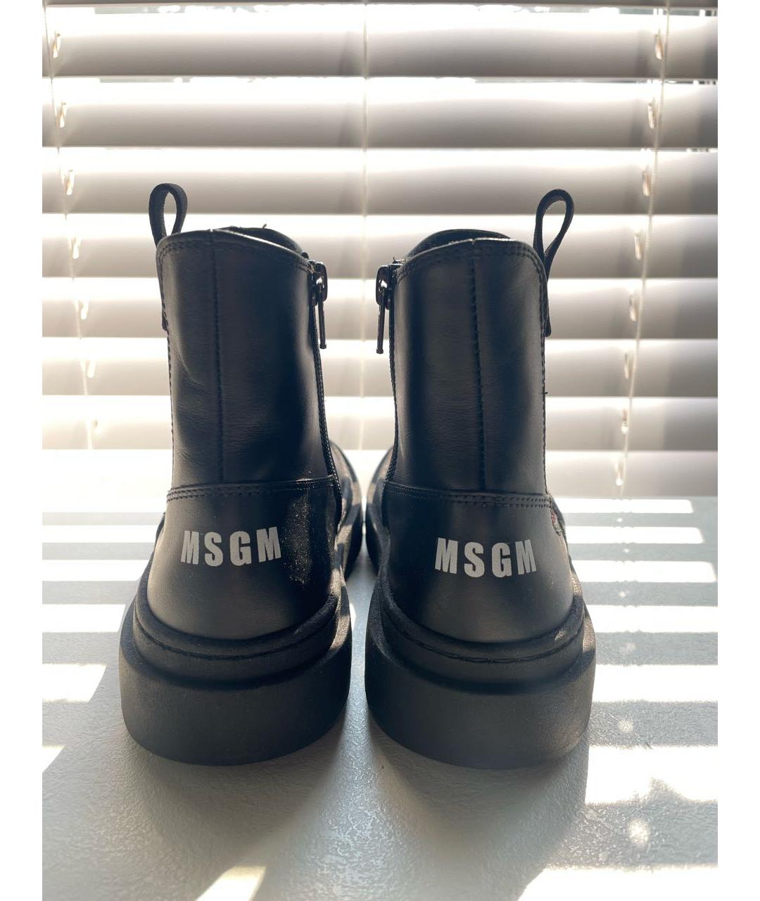 MSGM Черные кожаные ботинки, фото 3